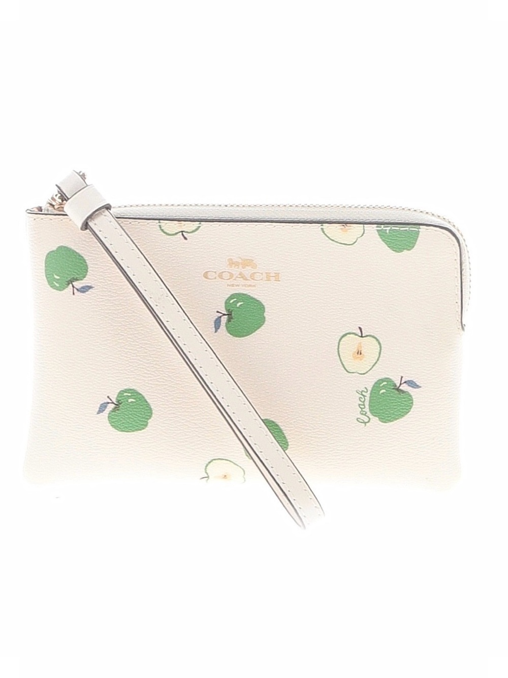 Coach Apple print corner zip wristlet with wallet